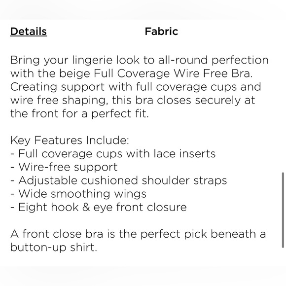 ✨AVENUE BODY Full Coverage Wire Free Bra - beige Size 46C Natural NEW✨ - Picture 3 of 11